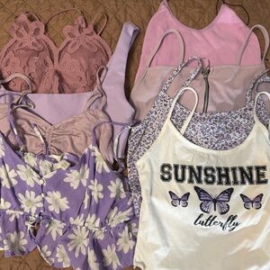 Sunshine Butterfly White & Lavender Tank Top - Casual Women's Cami